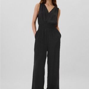 Smocked Wide Leg V-Neck GAP Women's Jumpsuit